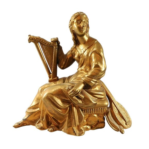 Antique Ansonia Clock Sculpture Figurine Muse of Dance Bronze Wash Metal 8.25